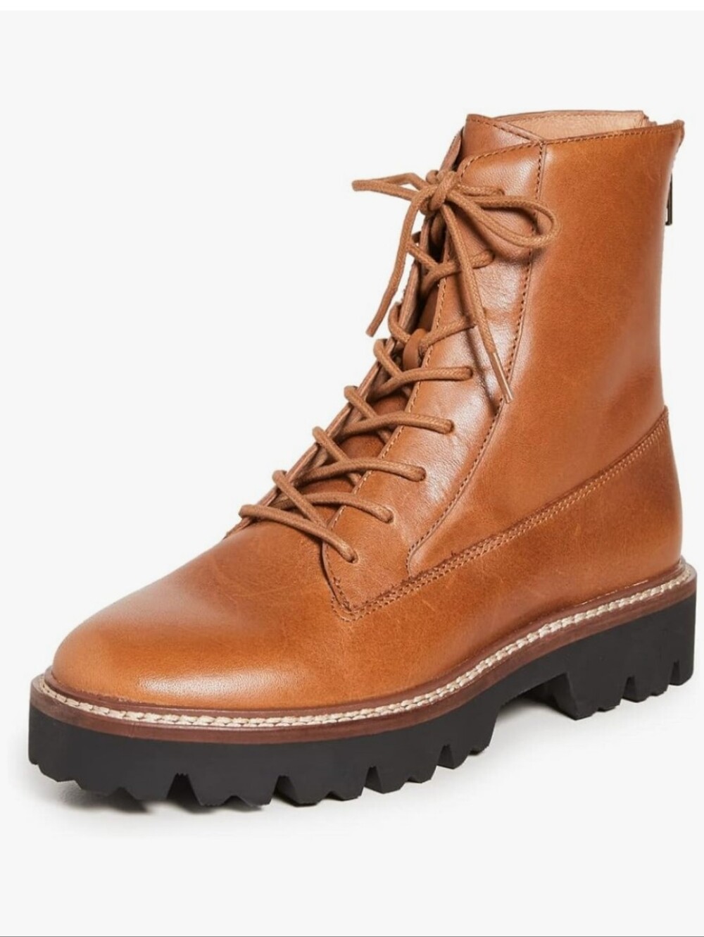 Madewell• Brown Leather City Walk Lace-Up Lug Sole Boot. English Saddle. Sz 9
